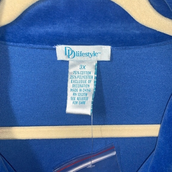 Draper's & Damon's Athleisure Track suit set Blue Velour Soft 3X Jacket 1X Pant - Picture 3 of 15